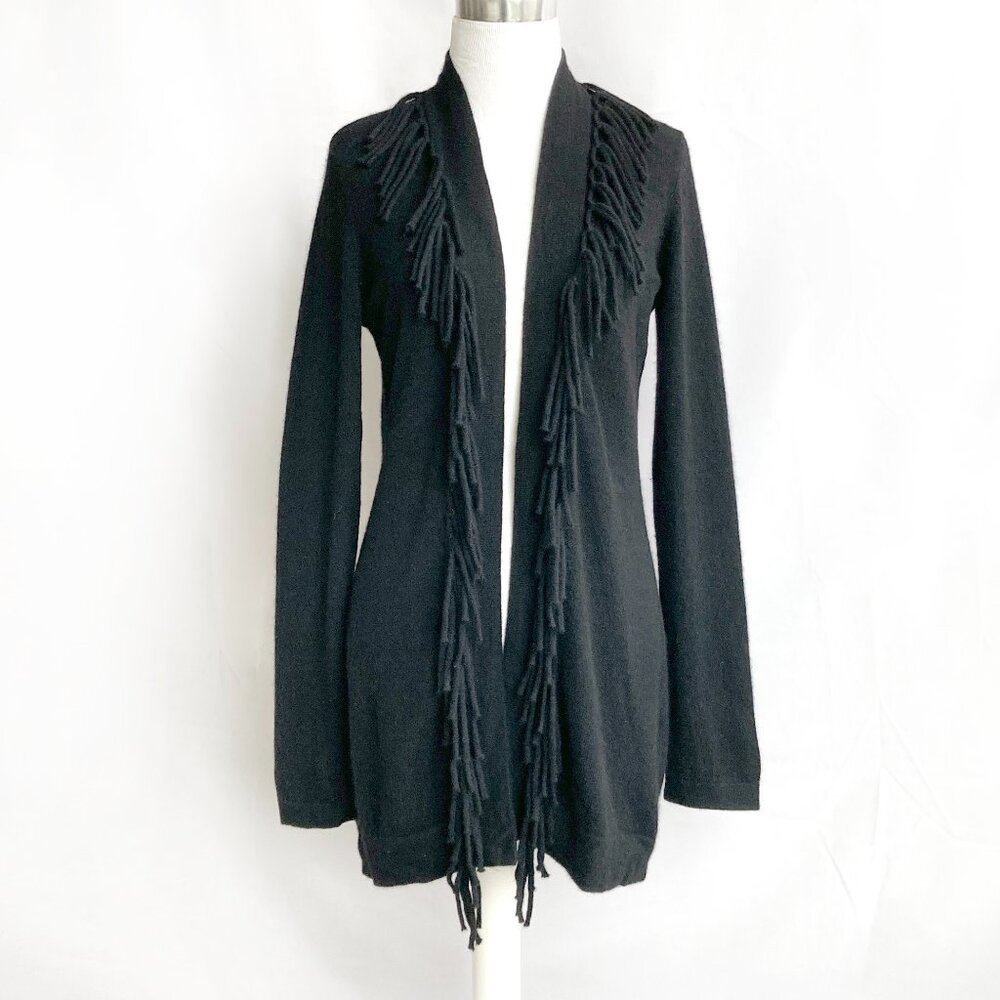 Magaschoni 100% Cashmere Fringed Open Cardigan